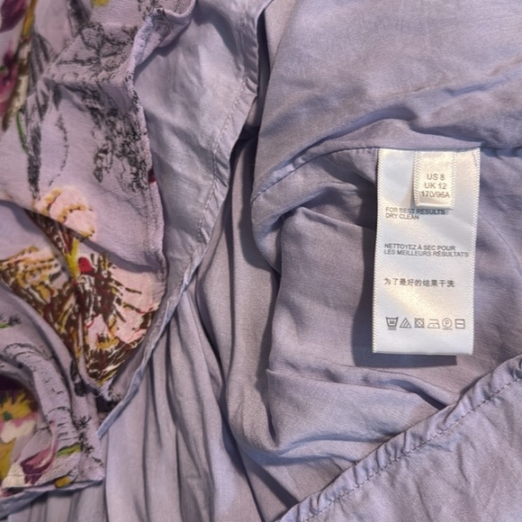 Anthropologie Lavender Floral Midi Dress Smock Back Waistband Size 8 - Picture 10 of 11